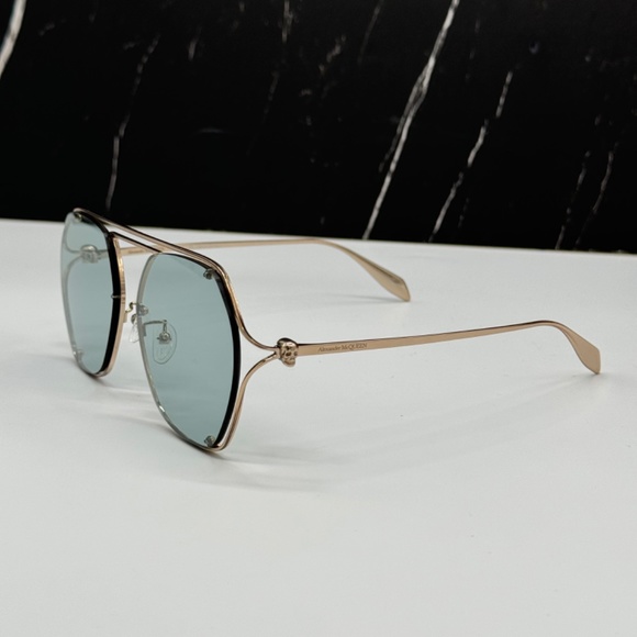 NEW  ALEXANDER MCQUEEN WOMEN SILVER BLUE SUNGLASSES - Picture 7 of 13